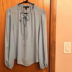 Blue tie neck Blouse